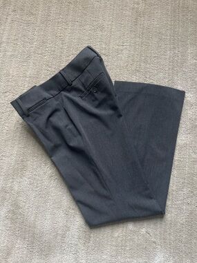 LOFT Flat Front Pants in Charcoal Gray